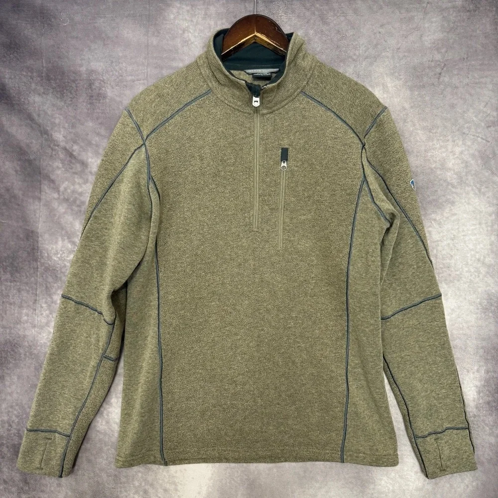 KUHL Revel Half Zip Fleece Pullover Kashmira Mens Medium Oatmeal Brown - Picture 1 of 10